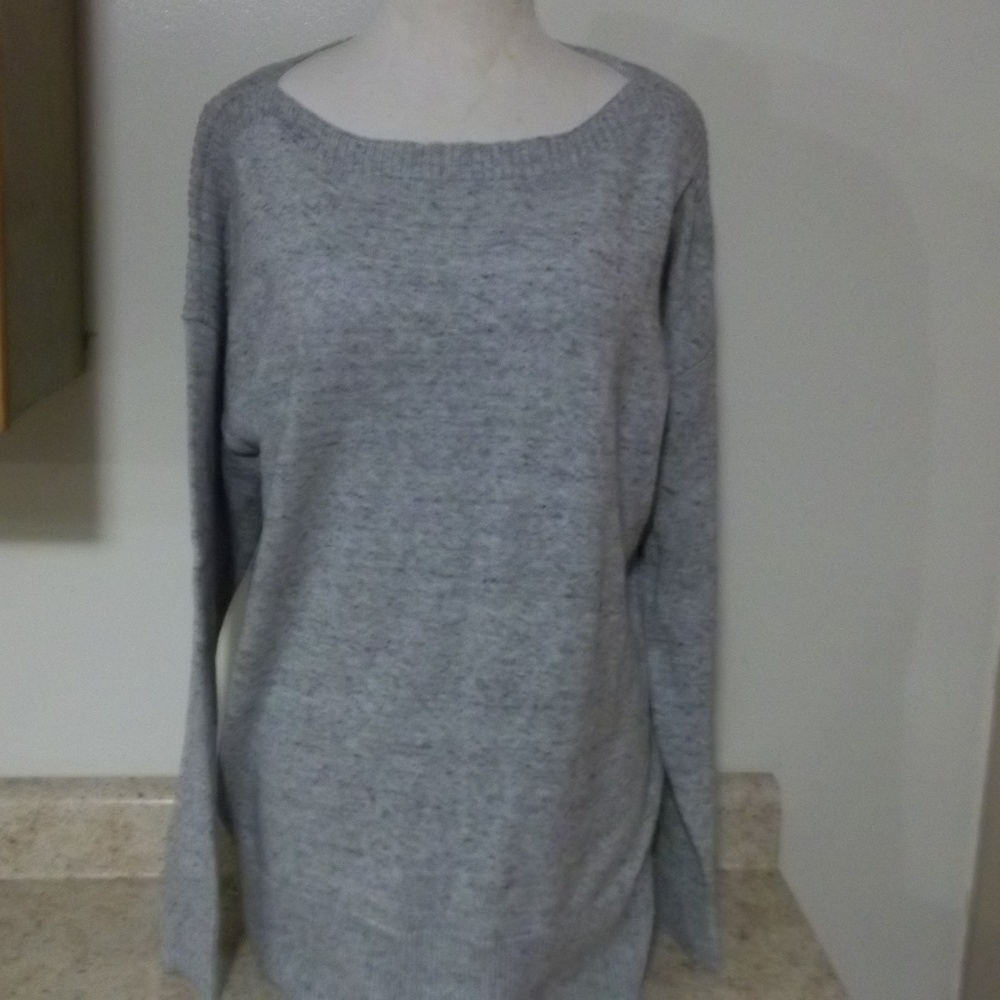 NWT MAISON JULES LT GREY HTHR FLEC XL SWEATER
